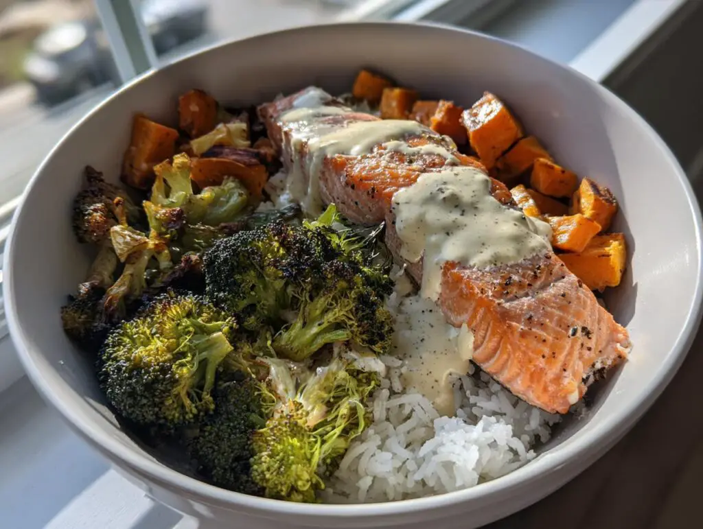 Salmon meal prep bowls
