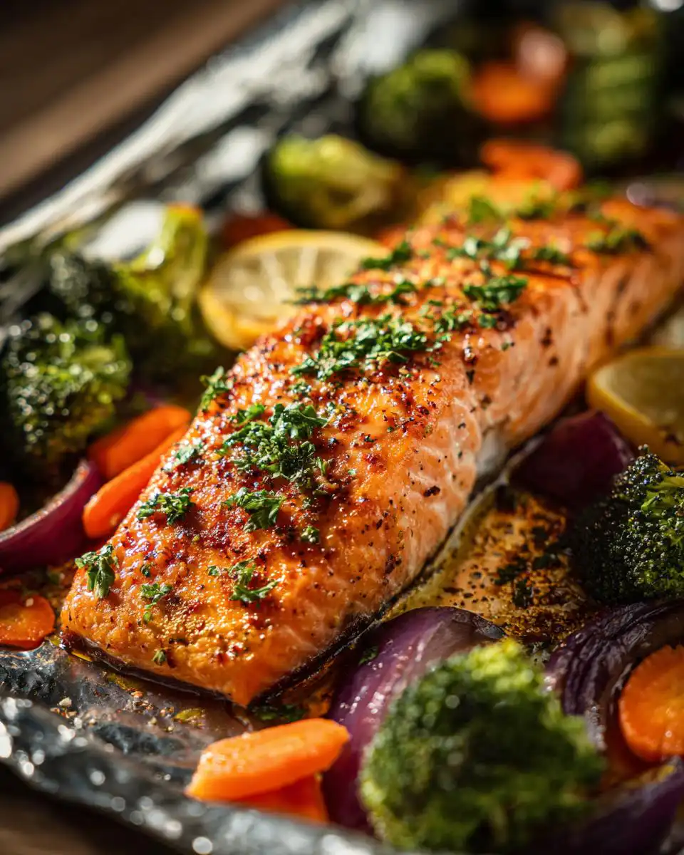 Sheet pan salmon and veggies - detail 1
