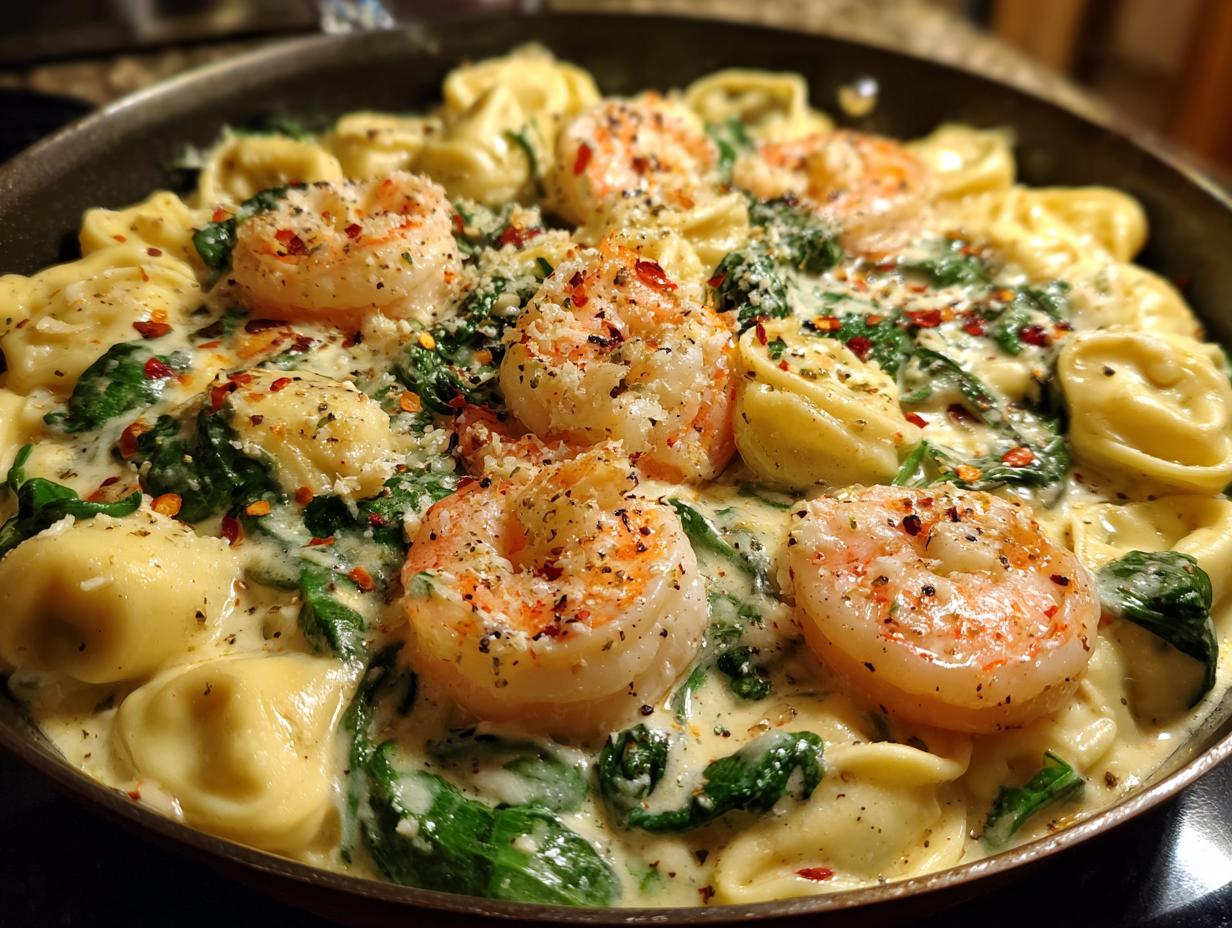 Amazing 30 Minute Shrimp And Spinach Tortellini Skillet Dinner