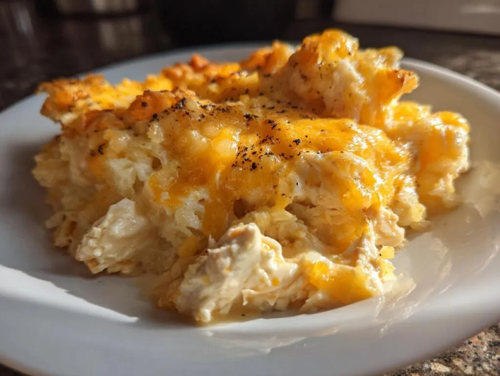 Slow Cooker Cheesy Chicken Hashbrown Casserole