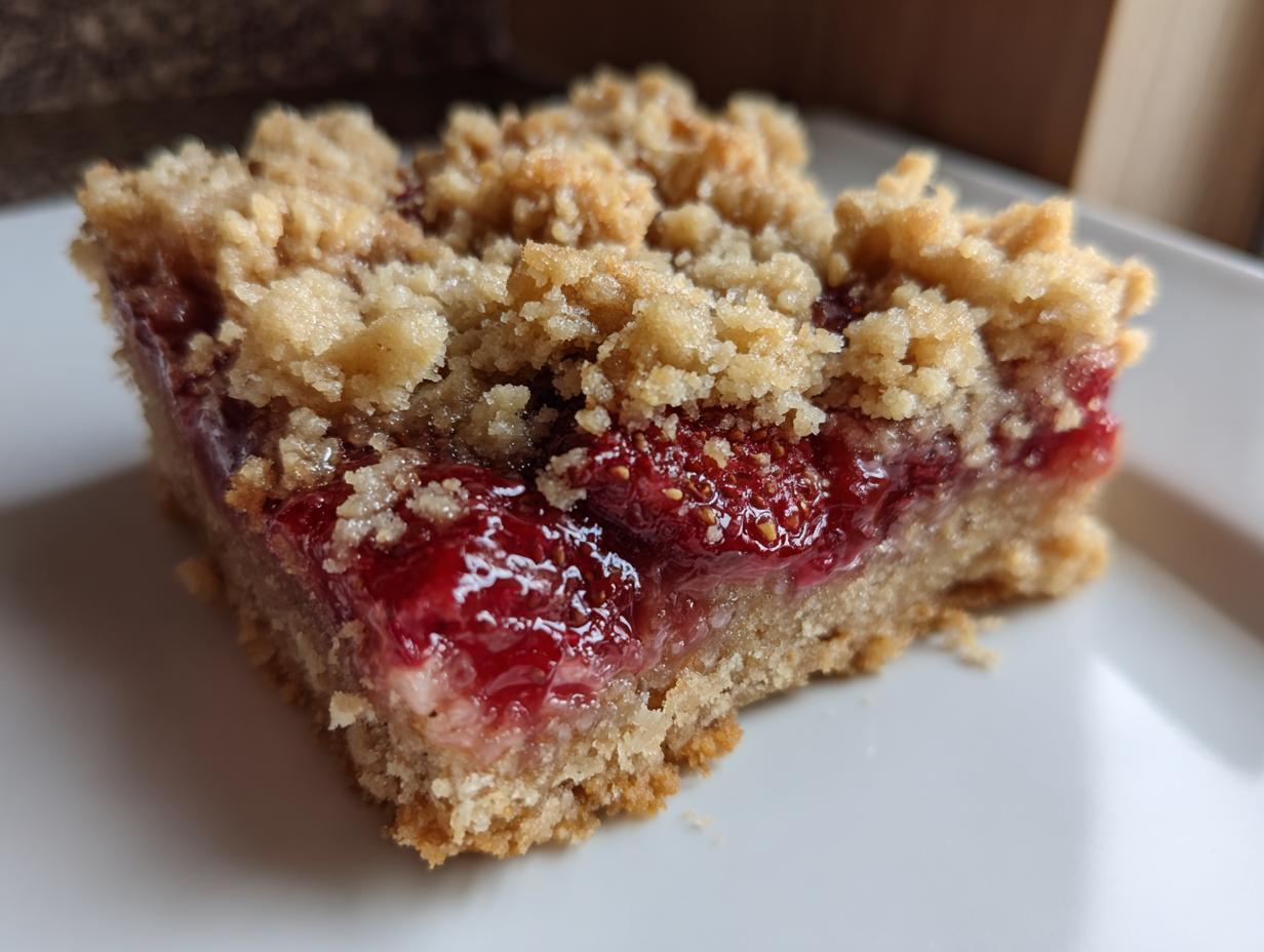 Amazing 9 Ingredient Strawberry Oat Crumble Bars