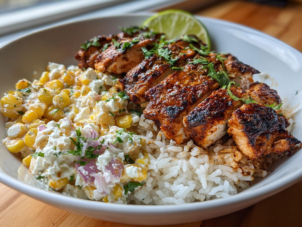 Amazing Street Corn Chicken Rice Bowl in 4 Steps