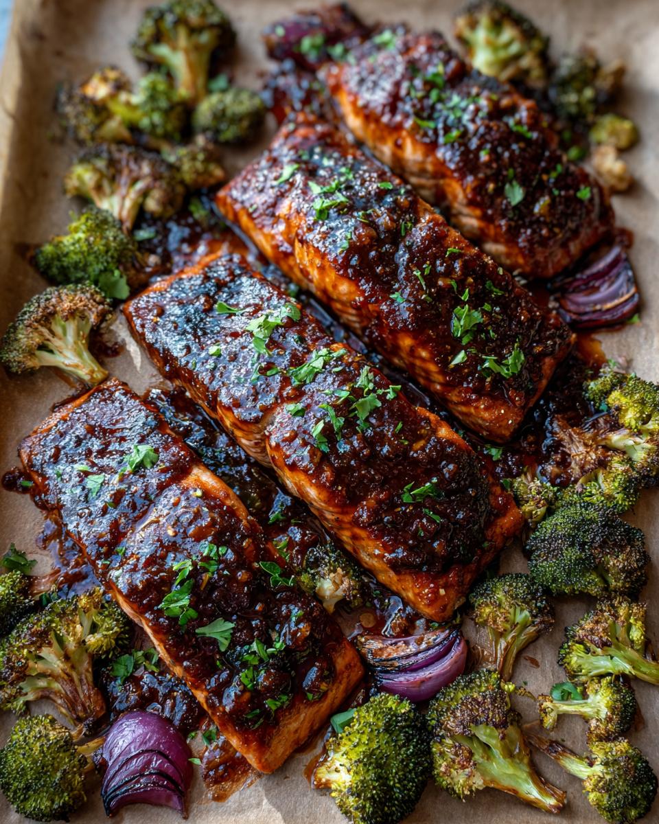 Sweet and Spicy Sheet Pan Salmon with Roasted Broccoli - detail 1