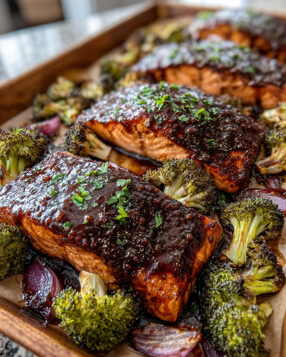 Sweet and Spicy Sheet Pan Salmon with Roasted Broccoli - detail 2