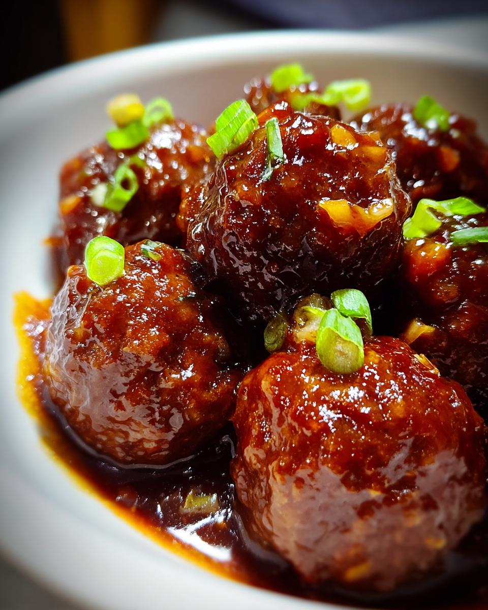 crockpot honey garlic meatballs - detail 1