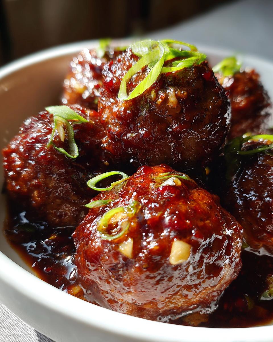 crockpot honey garlic meatballs - detail 2
