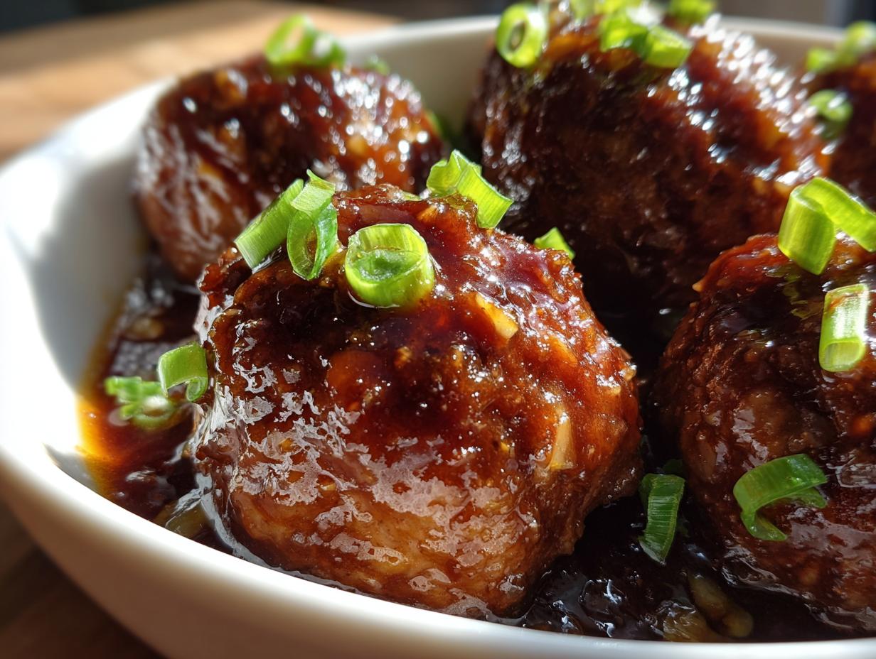Amazing 5-Minute crockpot honey garlic meatballs