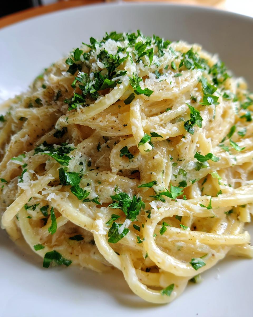 garlic parmesan pasta - detail 2