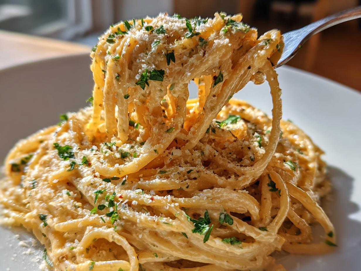 Amazing garlic parmesan pasta in 30 minutes