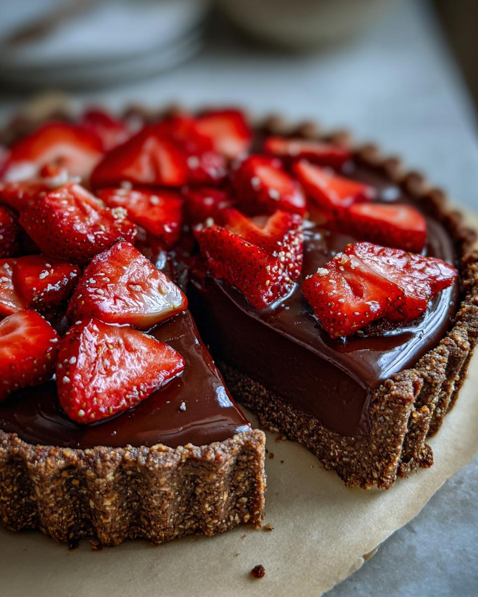 gluten free vegan strawberry chocolate tart - detail 2