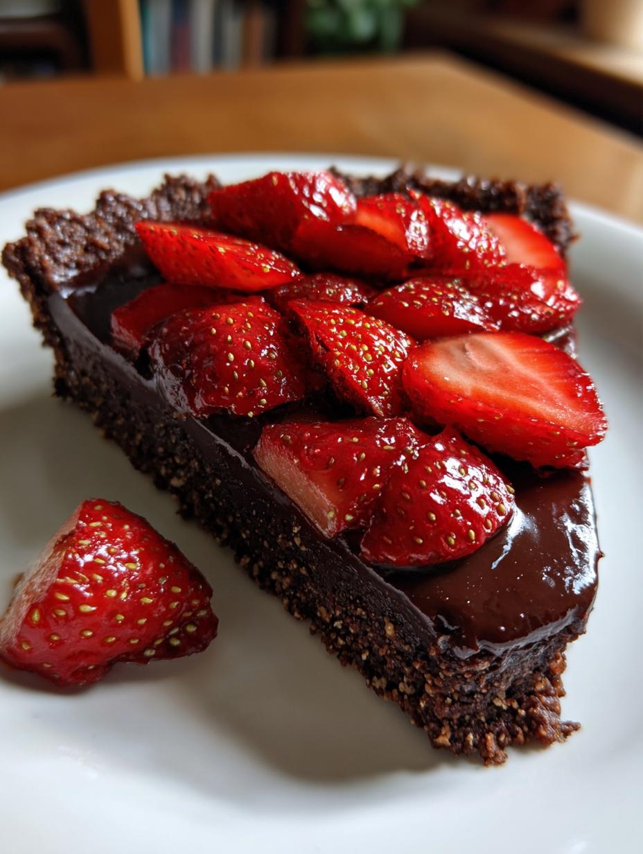 gluten free vegan strawberry chocolate tart - detail 3