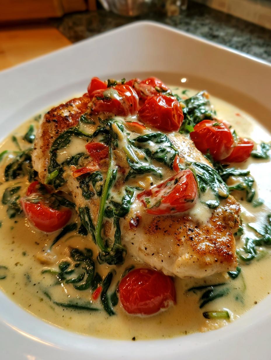 healthy creamy tuscan chicken - detail 2