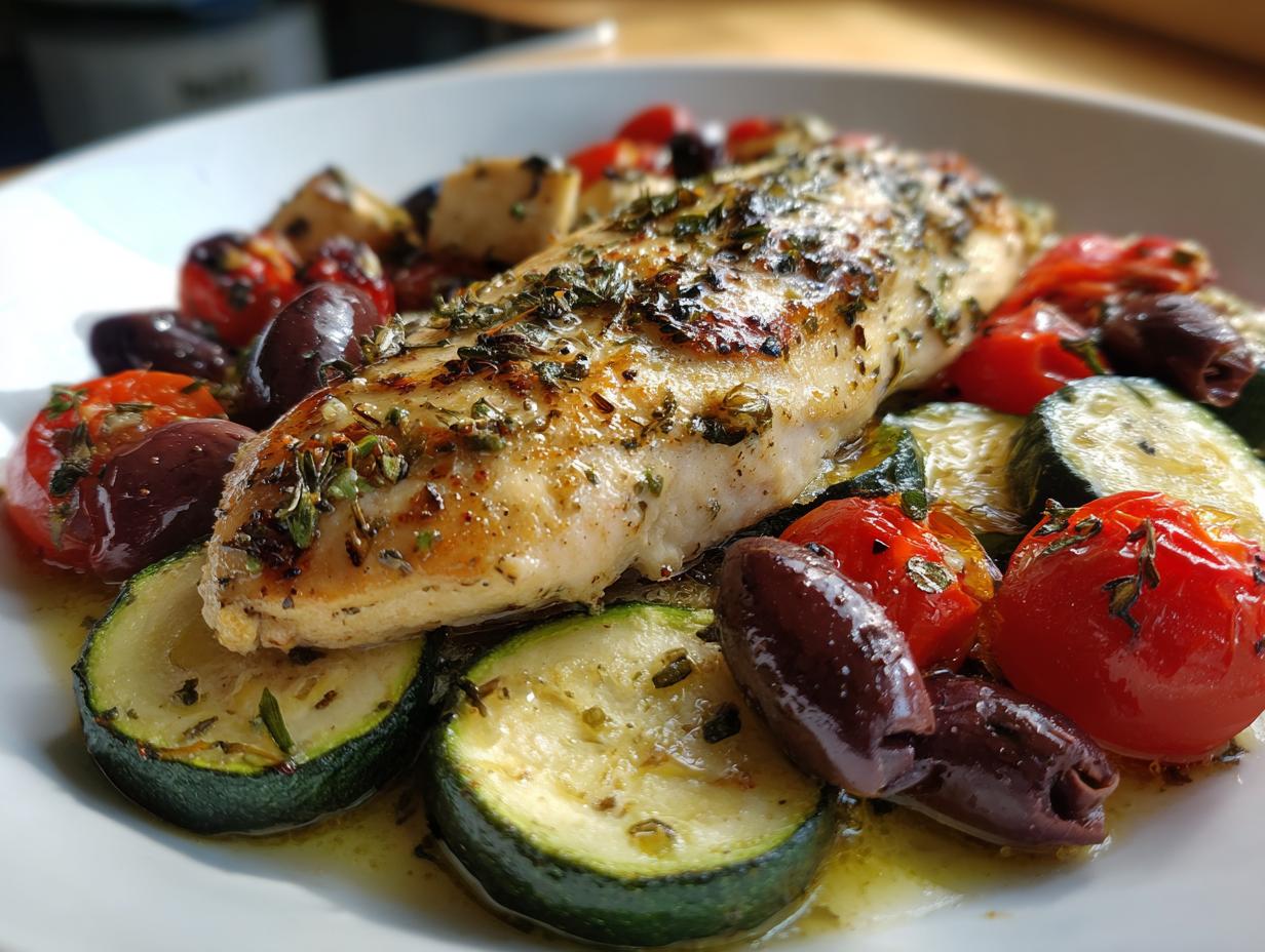 Amazing mediterranean chicken bake in 4 bold steps