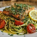 pesto salmon zoodles