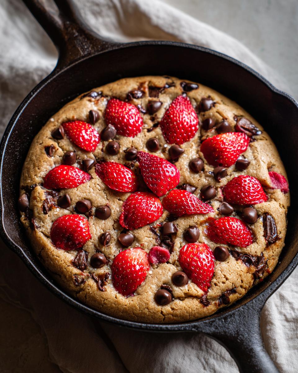 strawberry chocolate chip skillet cookie - detail 1
