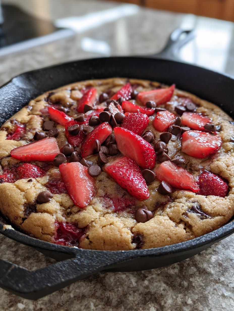 strawberry chocolate chip skillet cookie - detail 2