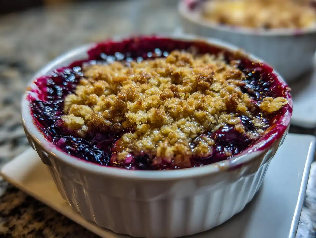 Amazing air fryer blueberry crisp in 12 minutes