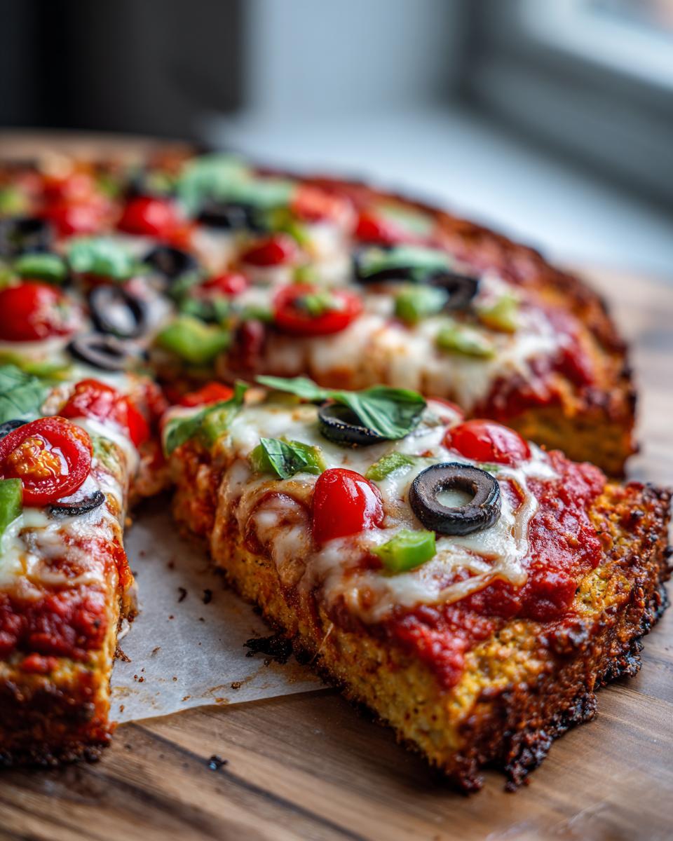 Air fryer cauliflower crust pizza - detail 1