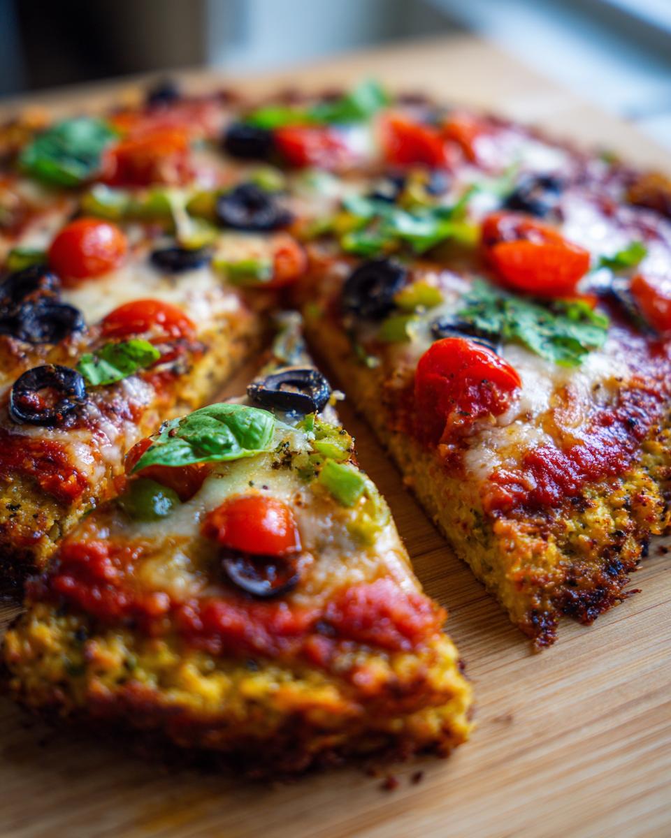 Air fryer cauliflower crust pizza - detail 2