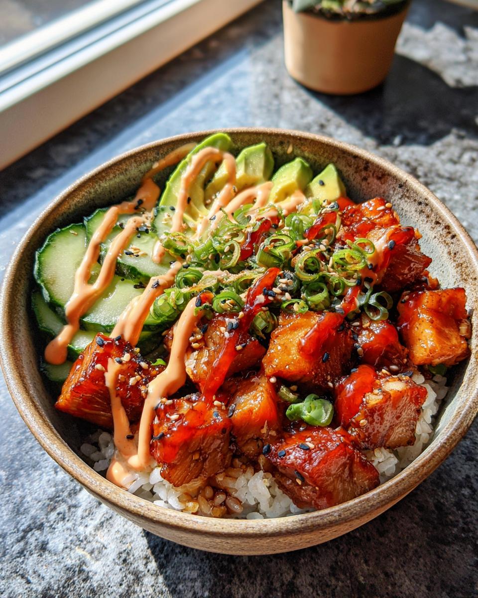 Air fryer salmon sushi bowl - detail 1