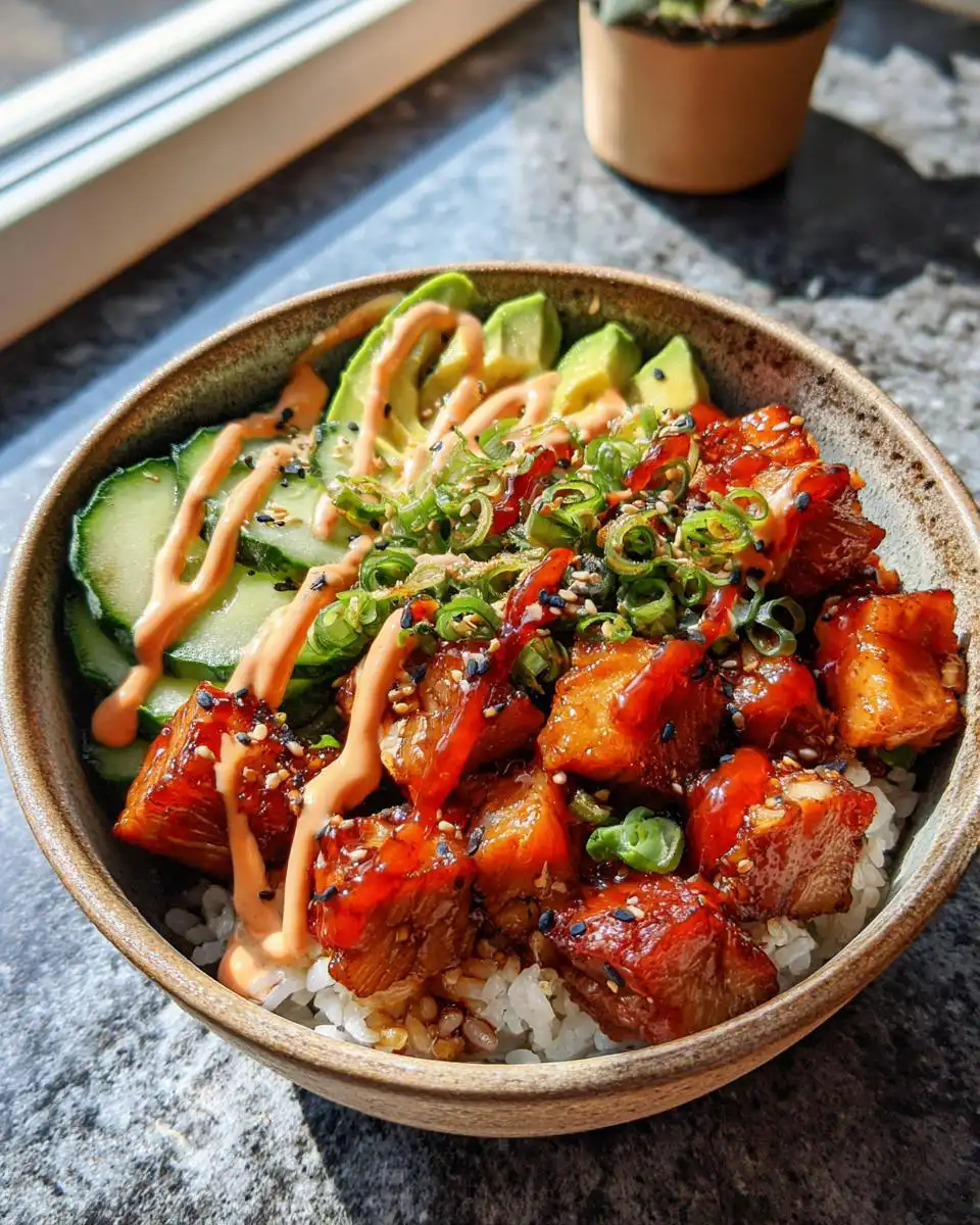 Air fryer salmon sushi bowl - detail 1