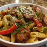 Air fryer sausage and peppers pasta bowls
