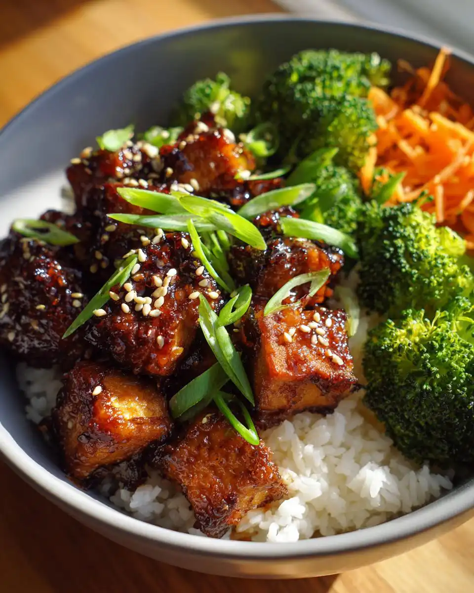 Air fryer sesame tofu bowls - detail 1