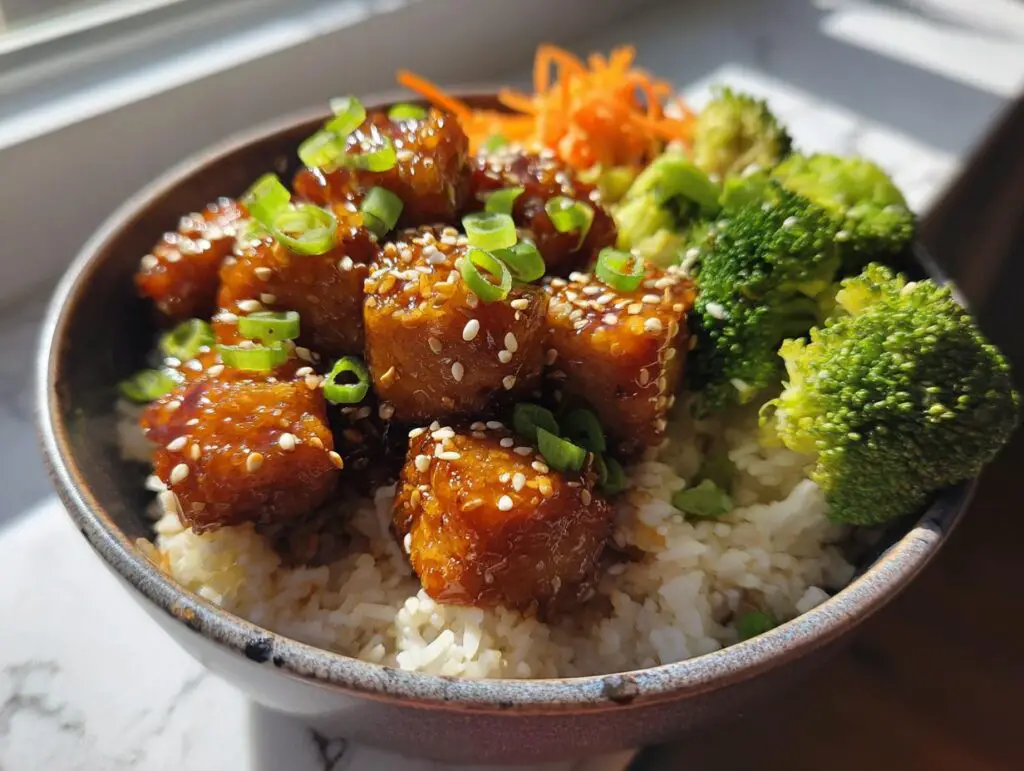 Air fryer sesame tofu bowls