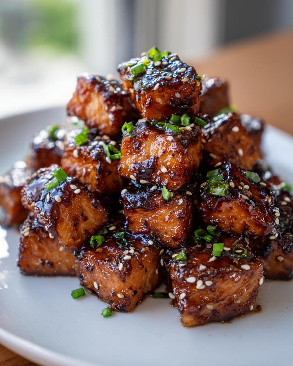 Air fryer teriyaki salmon bites - detail 1