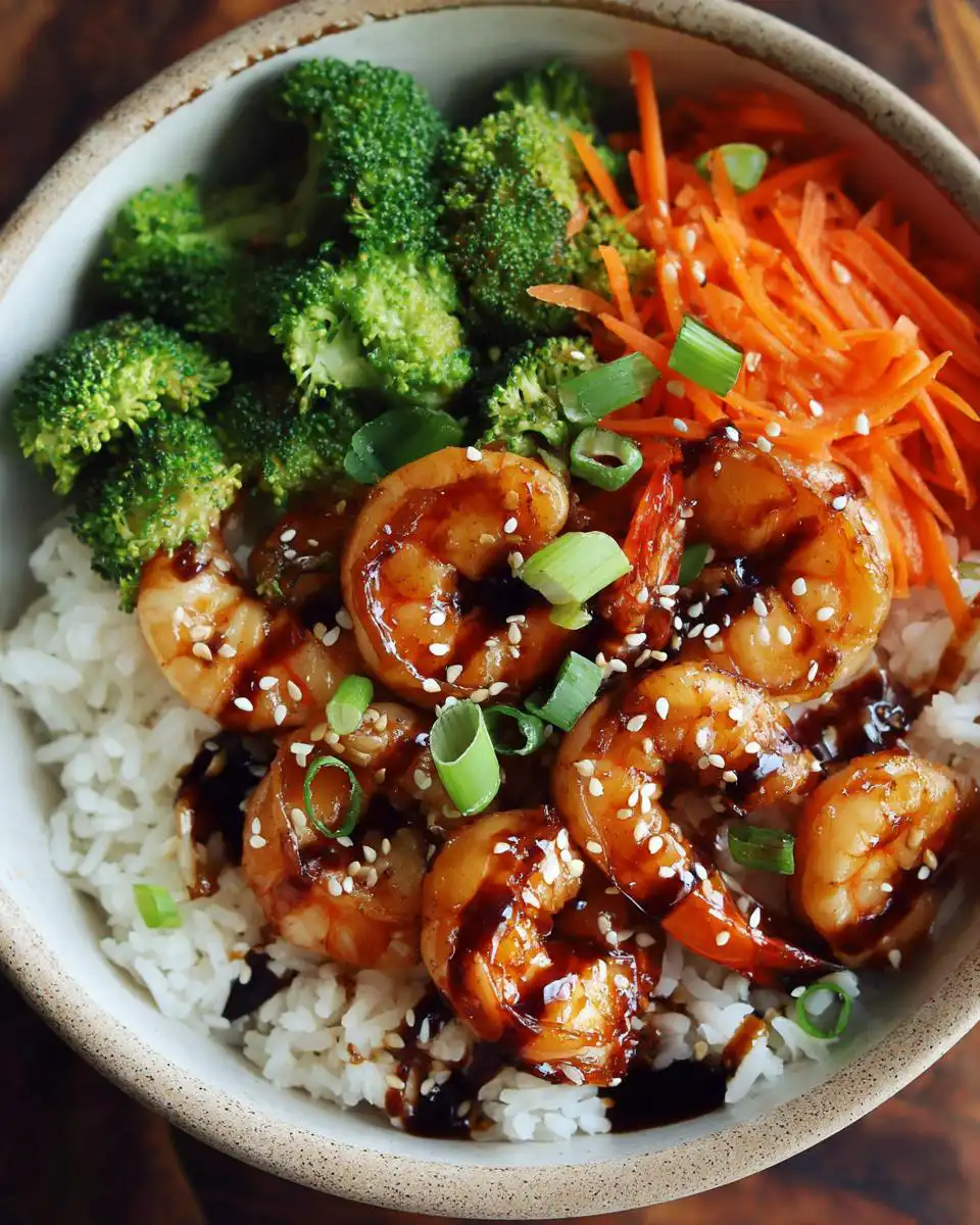 Air fryer teriyaki shrimp bowl - detail 1