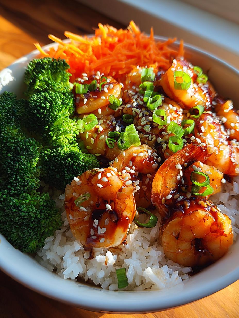 Air fryer teriyaki shrimp bowl - detail 2
