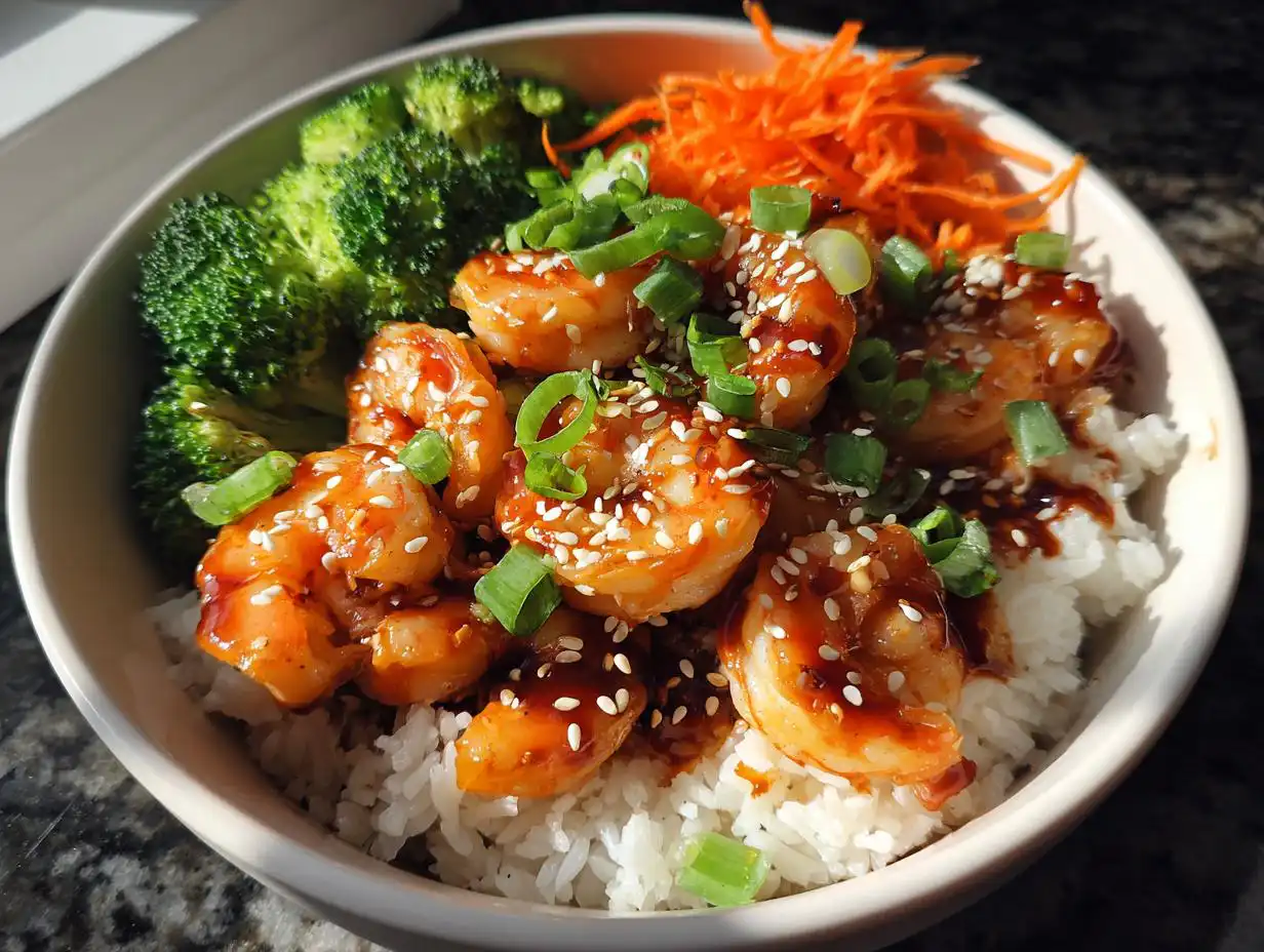 Amazing 20-Minute Air Fryer Teriyaki Shrimp Bowl