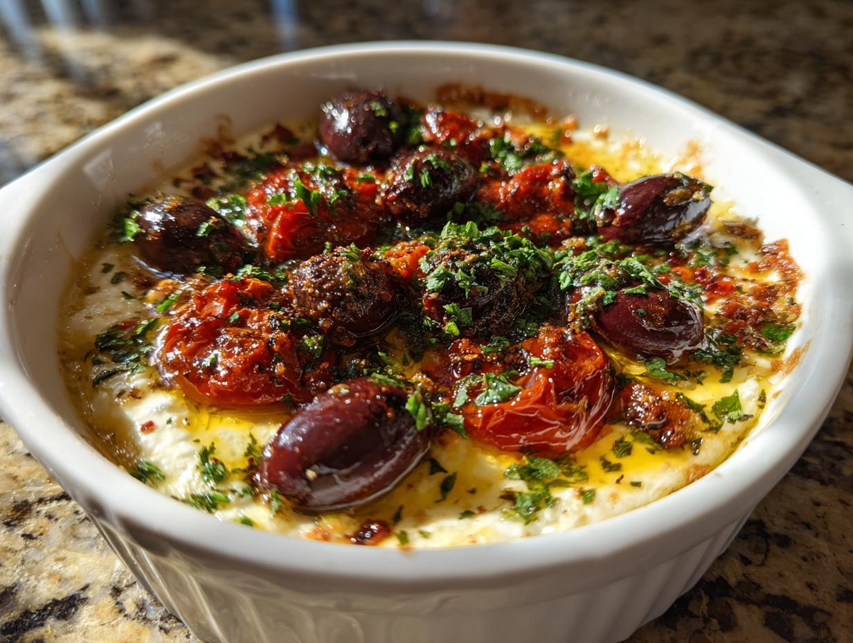 Amazing Baked Feta with Olives in 20 min