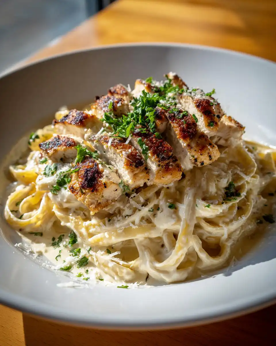 Chicken Fettuccine Alfredo with Creamy Garlic Sauce - detail 1