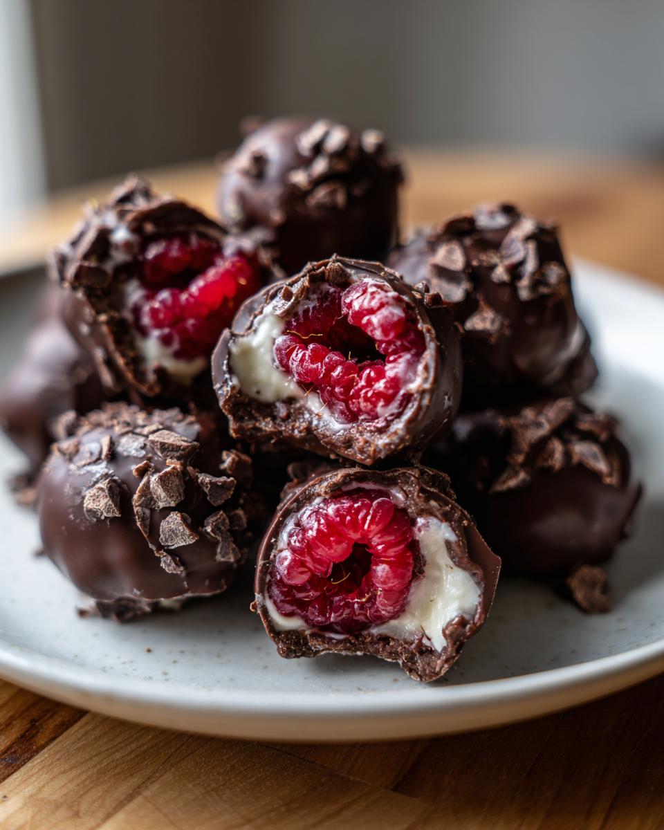 Chocolate frozen raspberries - detail 1