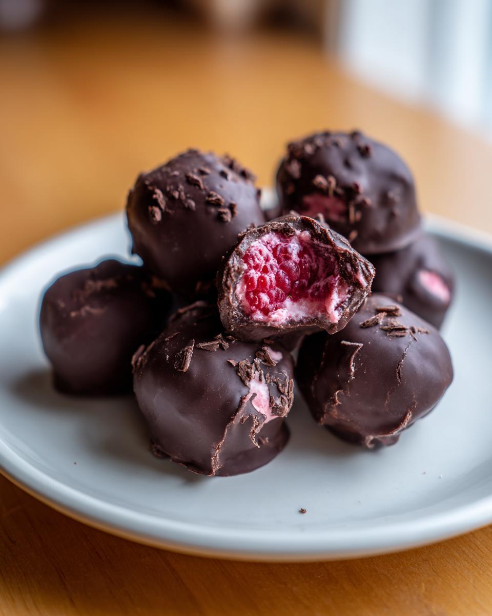 Chocolate frozen raspberries - detail 2