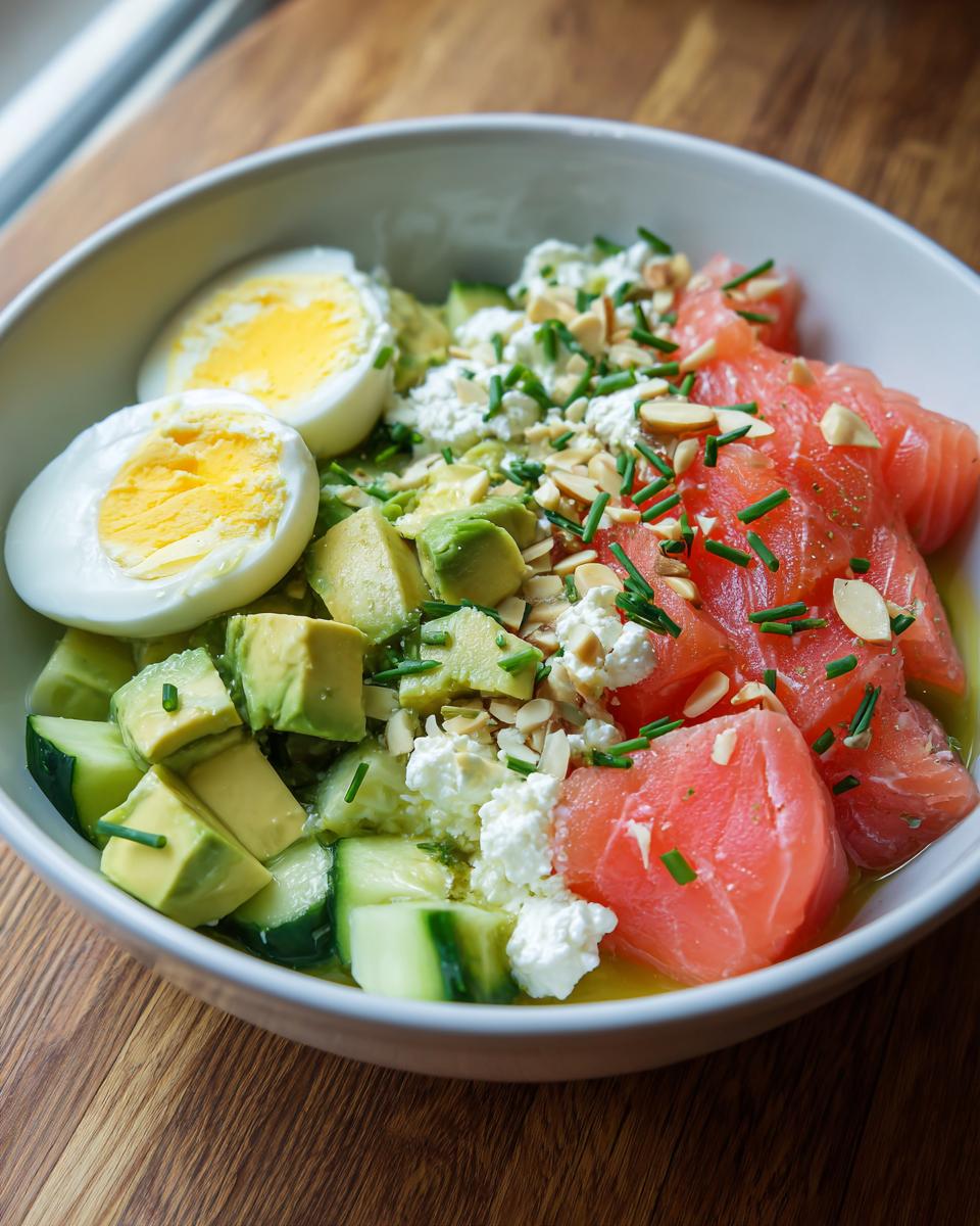 Cottage cheese salmon avocado salad - detail 1