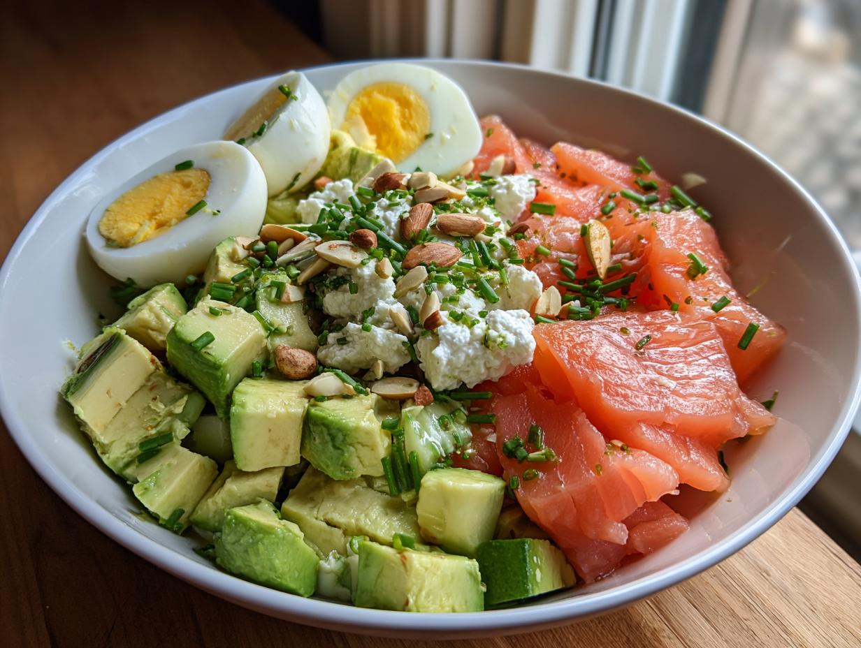 Amazing Cottage Cheese Salmon Avocado Salad 7-min egg