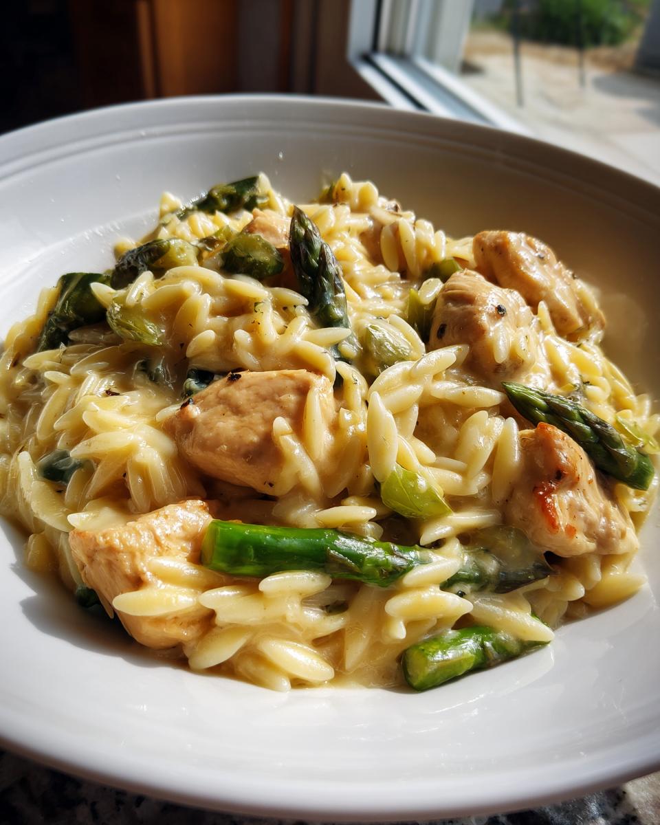 Creamy Parmesan Orzo with Chicken and Asparagus - detail 1