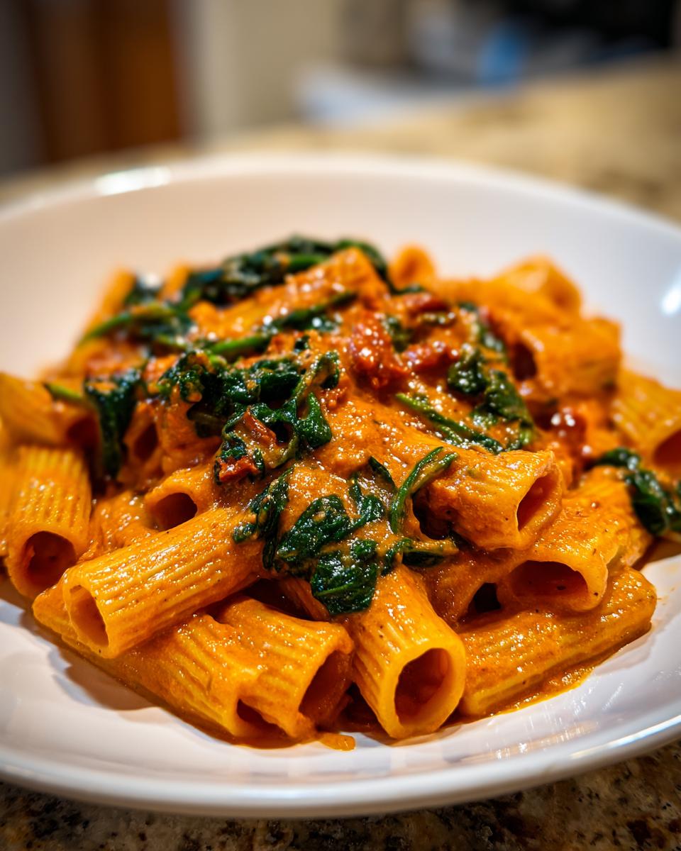 Creamy Sun-Dried Tomato Pasta with Spinach - detail 1