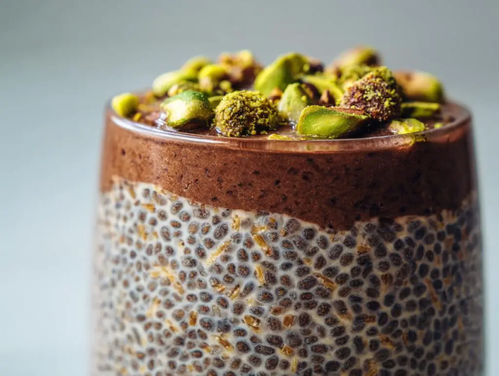 Dubai-Inspired Chocolate Chia Pudding with Pistachio