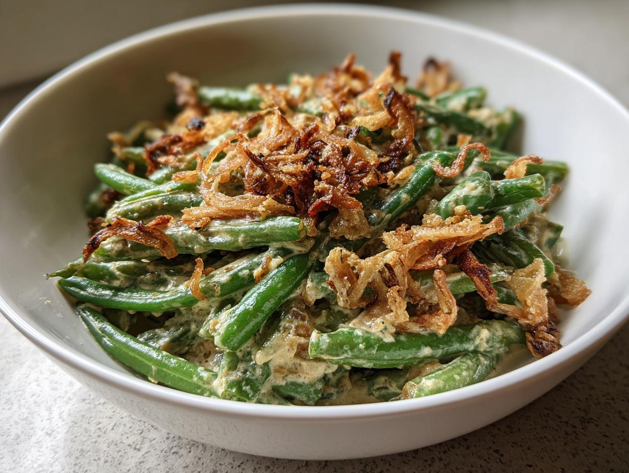 Amazing 15 Min Easy Dairy-Free Green Bean Casserole