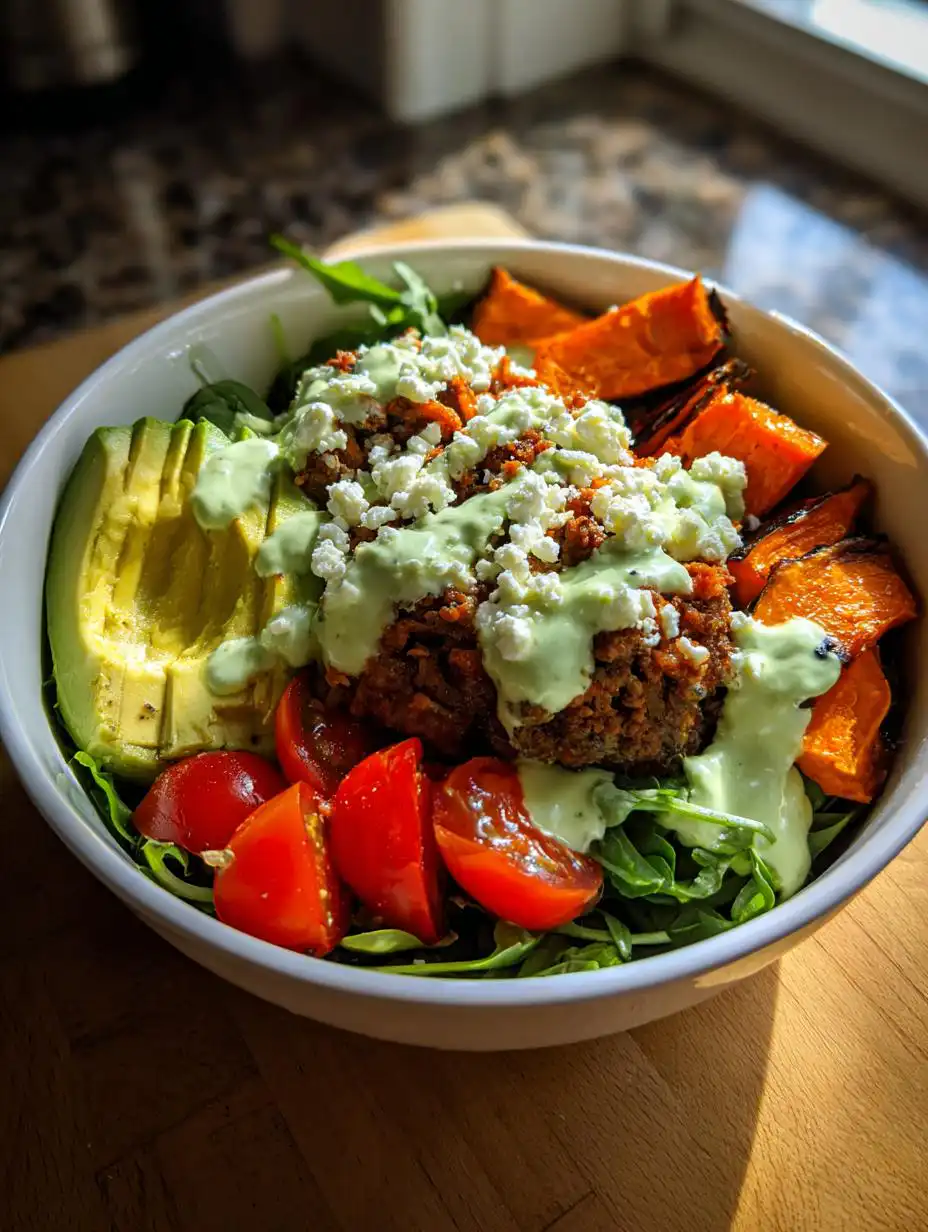 Easy Hamburger Bowls with Sweet Potatoes and Lime Yogurt Sauce - detail 2
