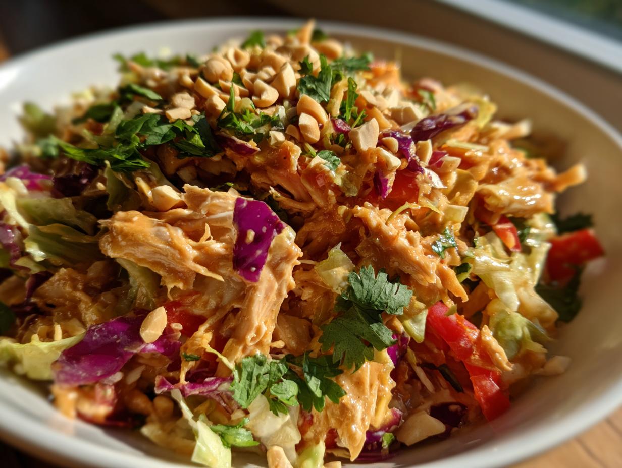Fresh Thai Chicken Salad with Creamy Peanut Lime Dressing