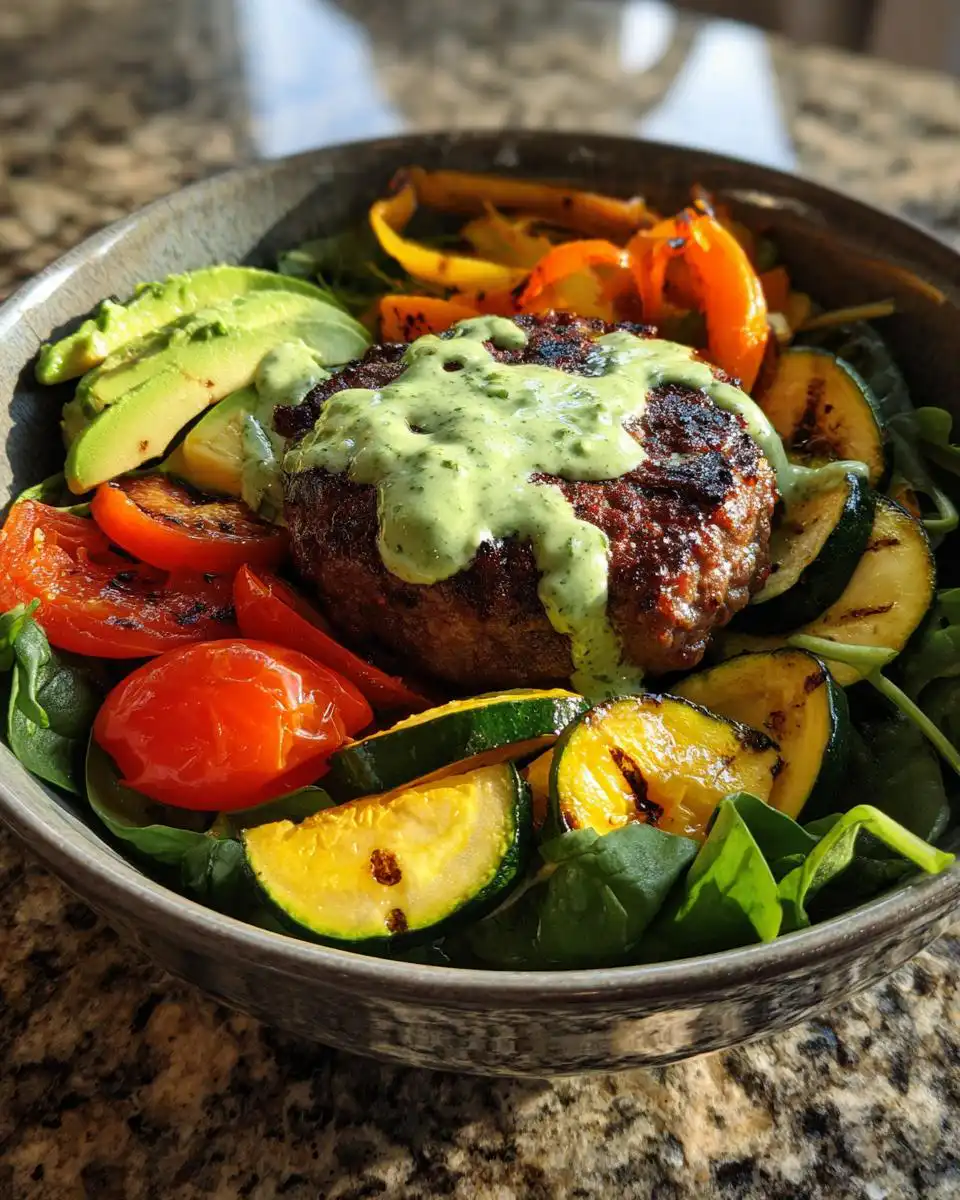 Grilled Burger Bowls with Fresh Spring Veggies - detail 1