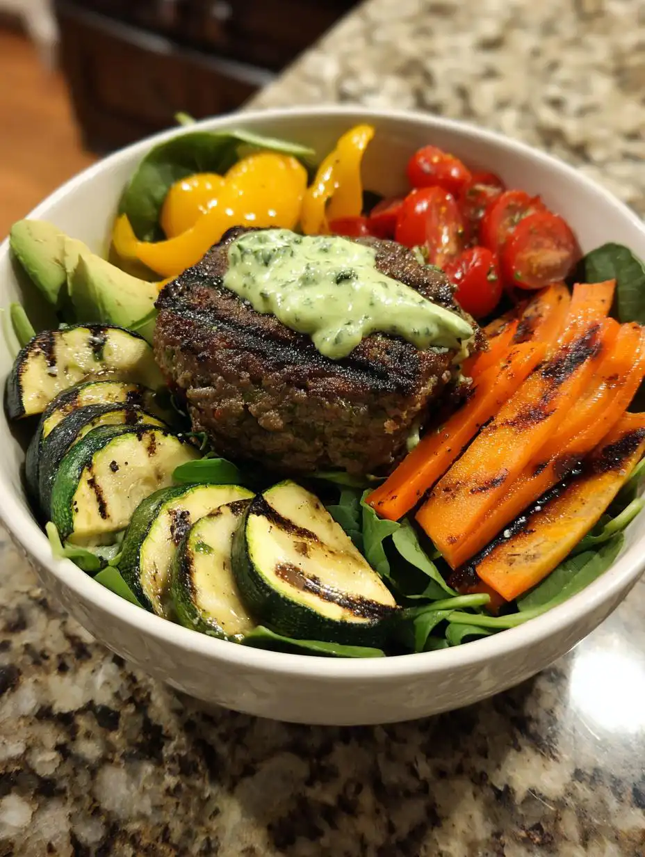 Grilled Burger Bowls with Fresh Spring Veggies - detail 2