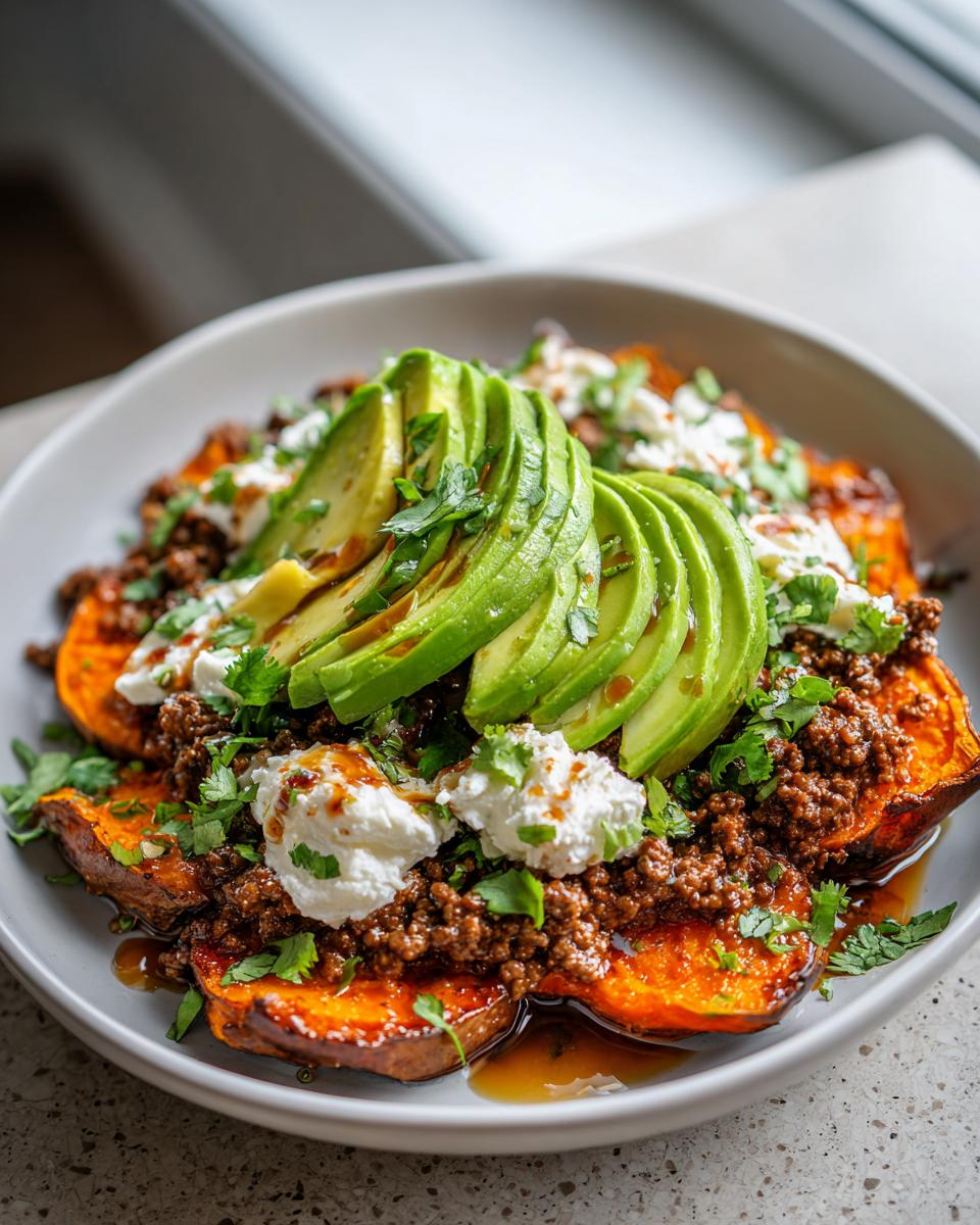Ground Beef Hot Honey Bowl with Sweet Potatoes and Avocado - detail 1
