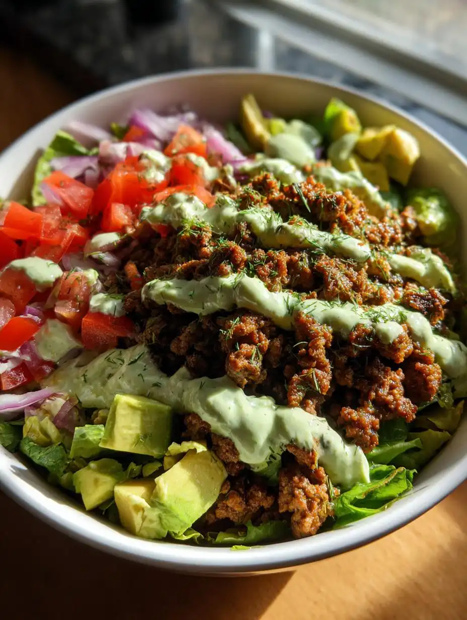 Healthy Burger Bowl with Creamy Dill Sauce - detail 2