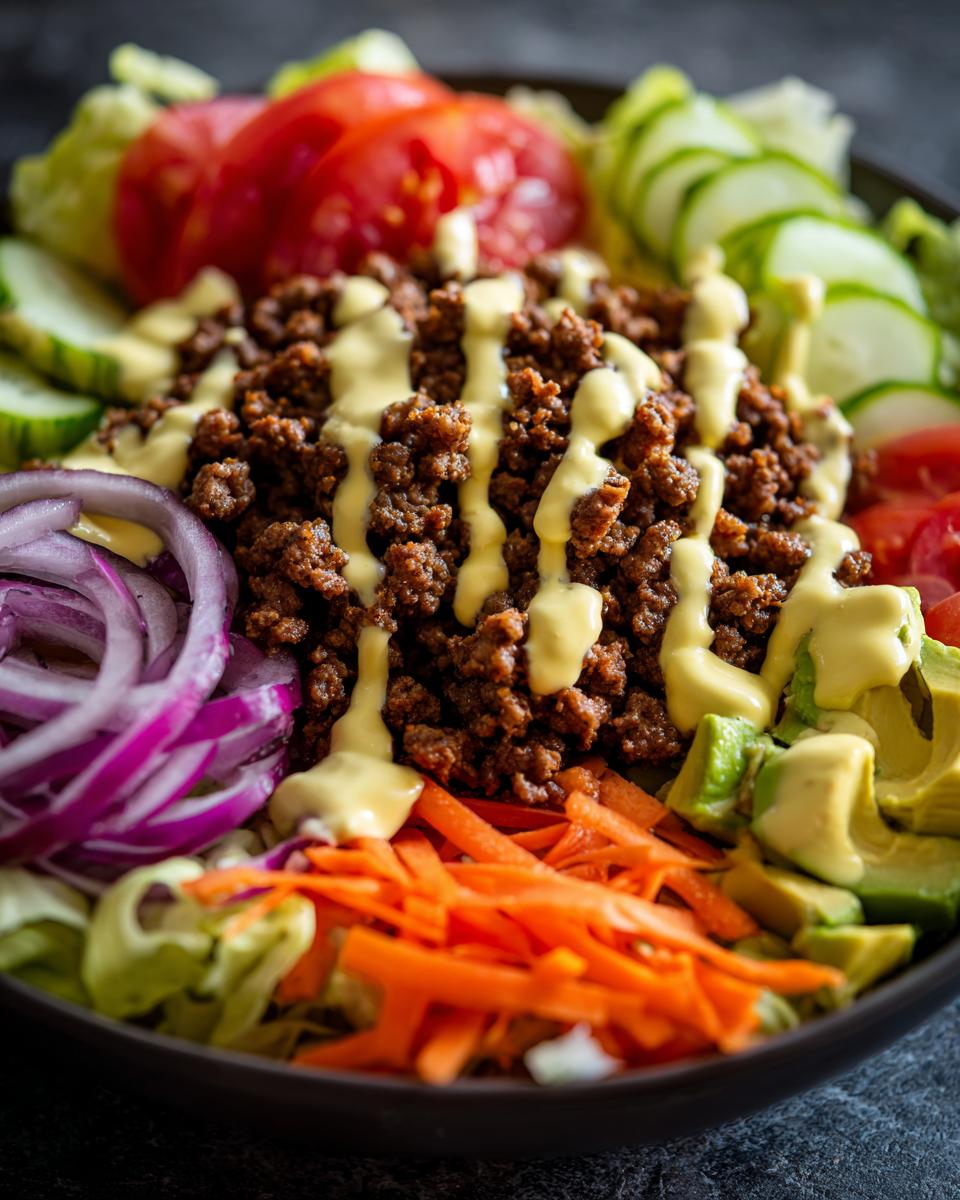 Healthy Burger Bowl with Creamy Special Sauce - detail 1