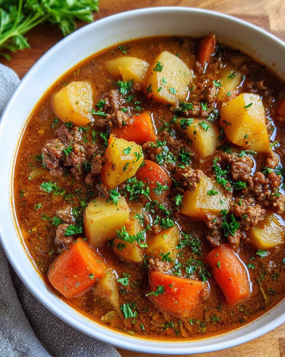 Hearty Hamburger Stew with Vegetables - detail 1